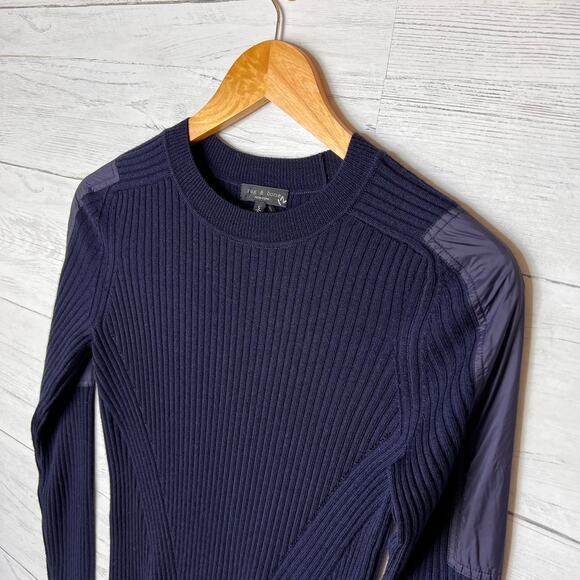 Rag & Bone Sweater Womens Size S/P Navy Emory Ribbed Long Sleeve Crew Neck - Picture 13 of 16